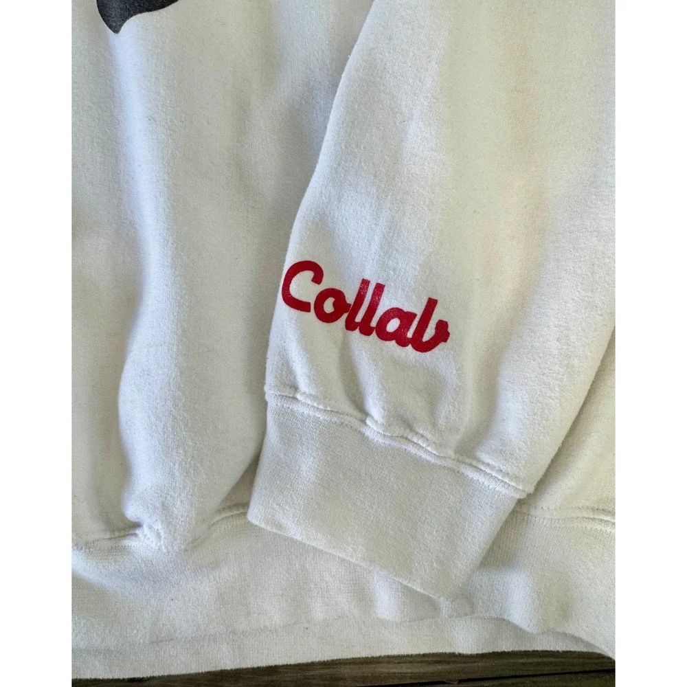 Gildan Heavy Blend White F Graphic Logo Crewneck Sweatshirt Collab Sleeve Mens L - Picture 7 of 12